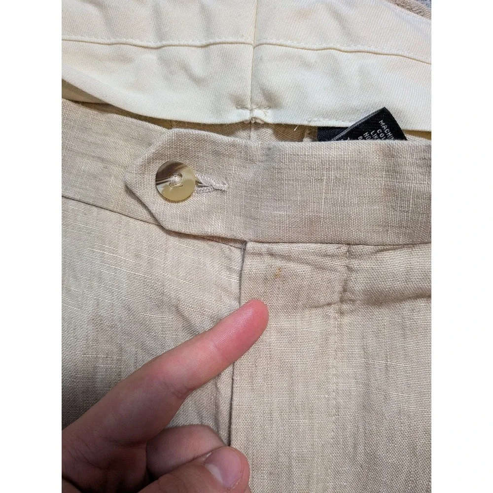Jos A Bank Traveler's Collection Mens Pants Beige 42x30 Traveler 100% Linen